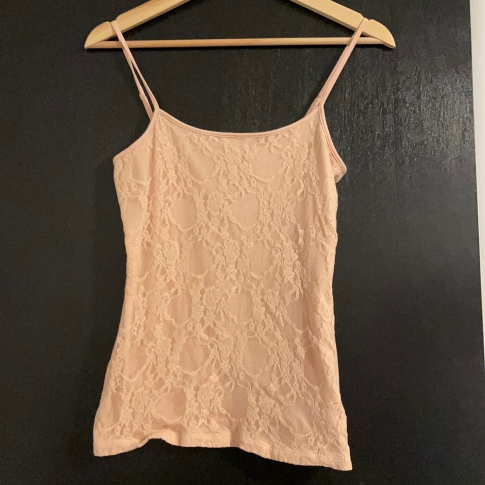 Blush lace front cami loft size small